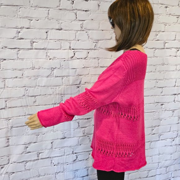 Chelsea & Theodore, Hot pink open knit sweater - Picture 8 of 9